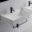 Countertop drejtkëndëshe ose lavaman qeramik i varur në mur, dizajni 3 madhësi - Malvina Viadurini
