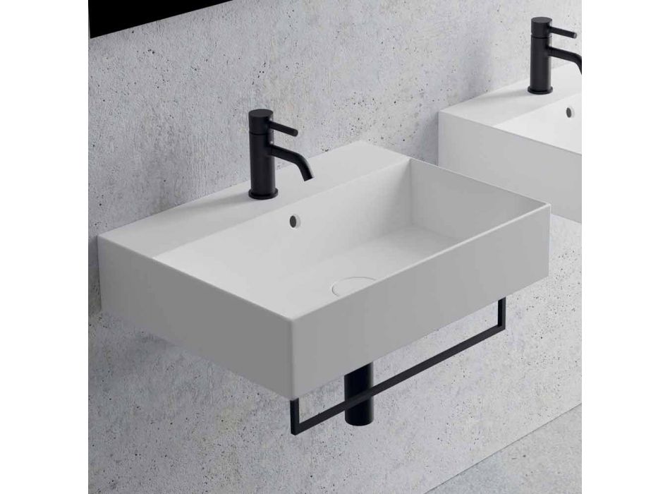 Countertop drejtkëndëshe ose lavaman qeramik i varur në mur, dizajni 3 madhësi - Malvina Viadurini