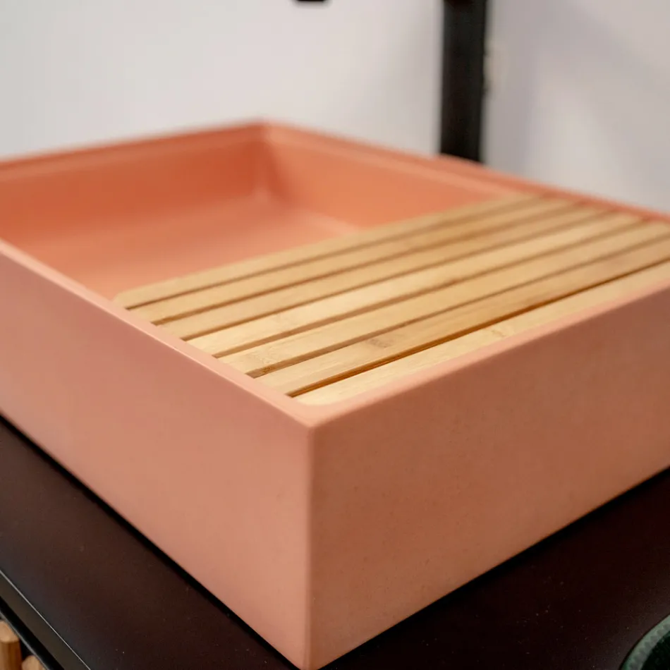 Lavaman drejtkëndor countertop i bërë nga Terrazzo Portokalli Mali - Azalea Viadurini