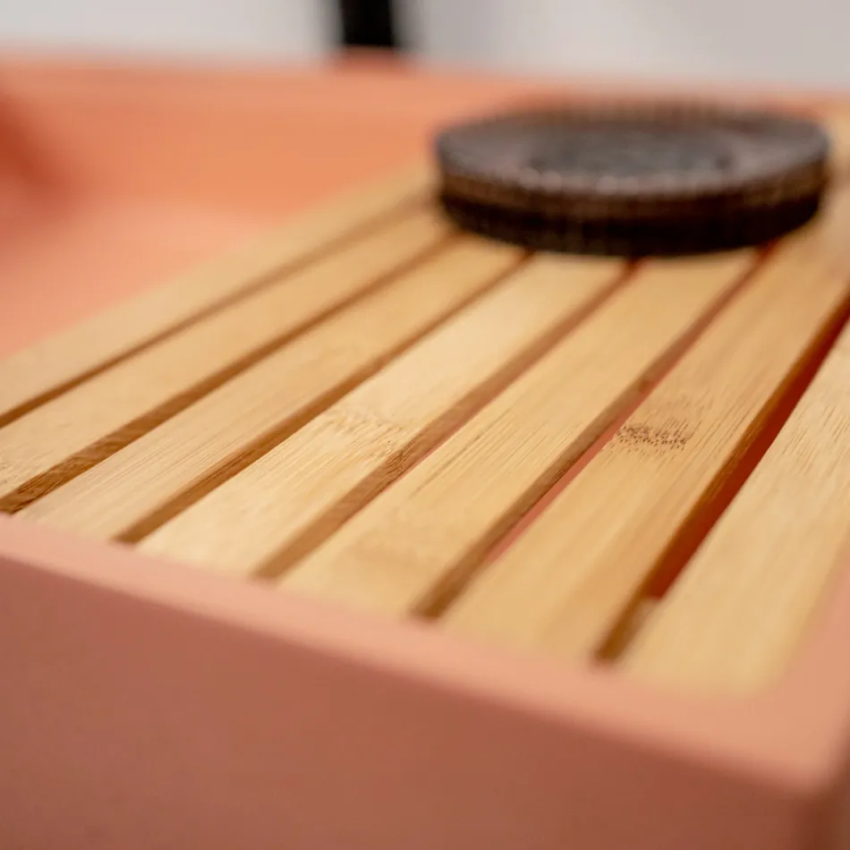 Lavaman drejtkëndor countertop i bërë nga Terrazzo Portokalli Mali - Azalea Viadurini