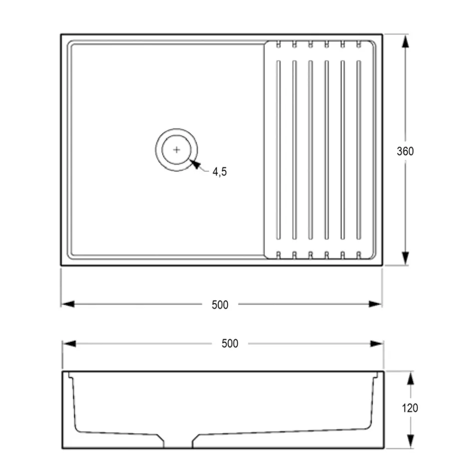 Lavaman drejtkëndor countertop i bërë nga Terrazzo Portokalli Mali - Azalea Viadurini