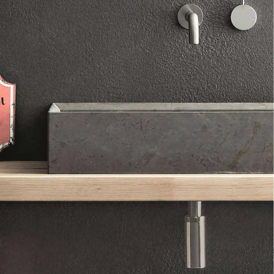 Lavaman Countertop drejtkëndëshe dhe moderne në gurin e dizajnit - Farartlav3 Viadurini