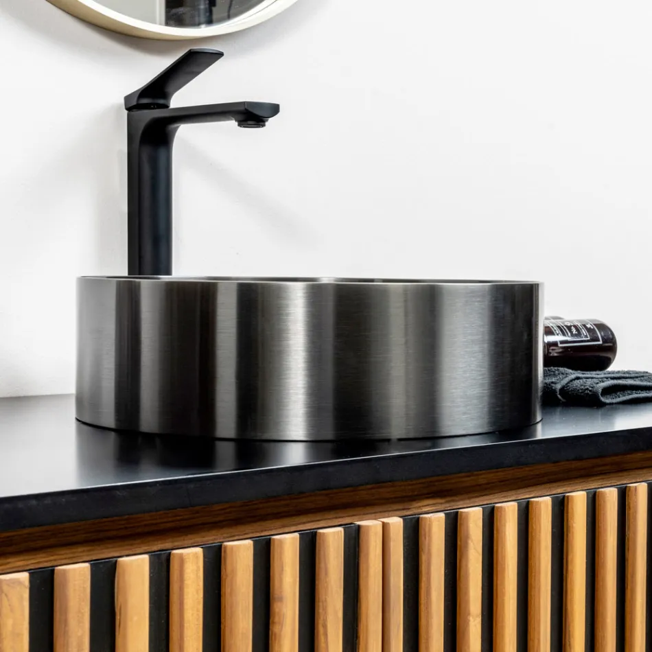 Lavaman me tavan të rrumbullakët nga çelik inox në përfundime të ndryshme - Fiordaliso Viadurini