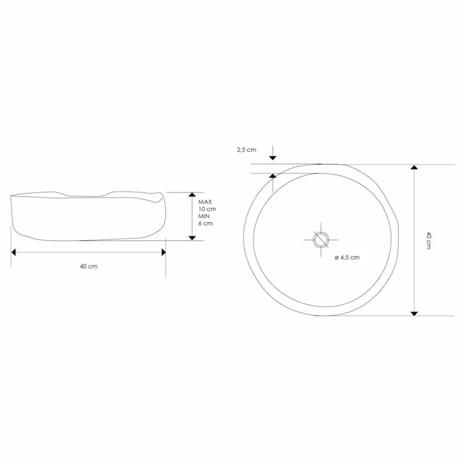Lavaman Countertop Modern në Dru tik Natyror të Lëmuar - Zino Viadurini