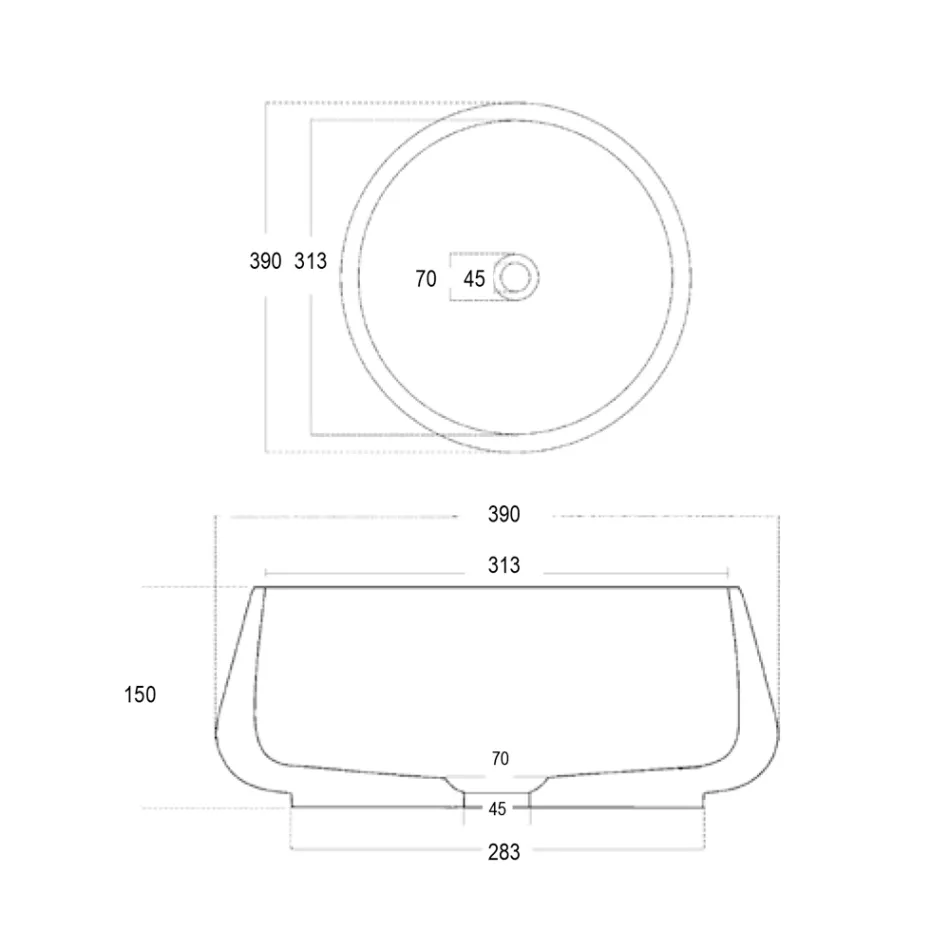 Lavaman banaku i rrumbullakët i bërë nga çimento dhe rrëshirë - Ibisco Viadurini