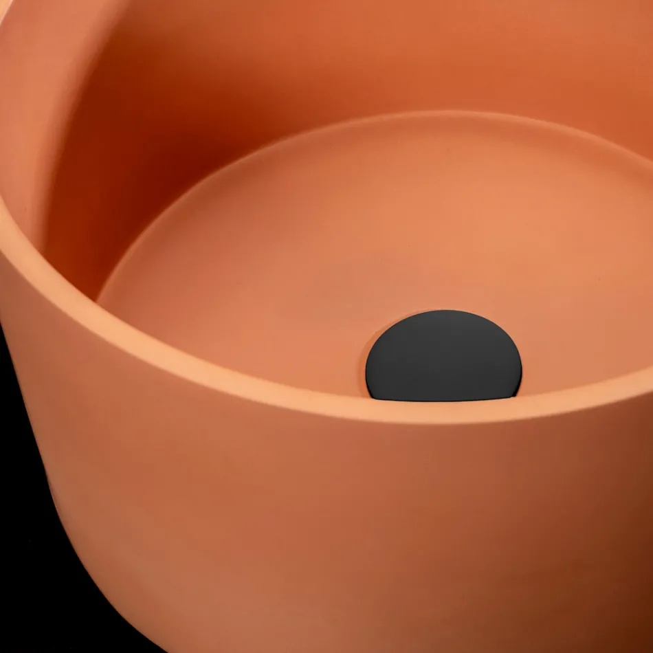 Lavaman banaku i rrumbullakët i bërë nga Terrazzo Portokalli Mali - Azalea Viadurini