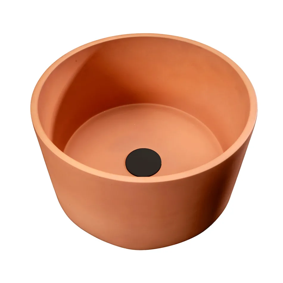 Lavaman banaku i rrumbullakët i bërë nga Terrazzo Portokalli Mali - Azalea Viadurini