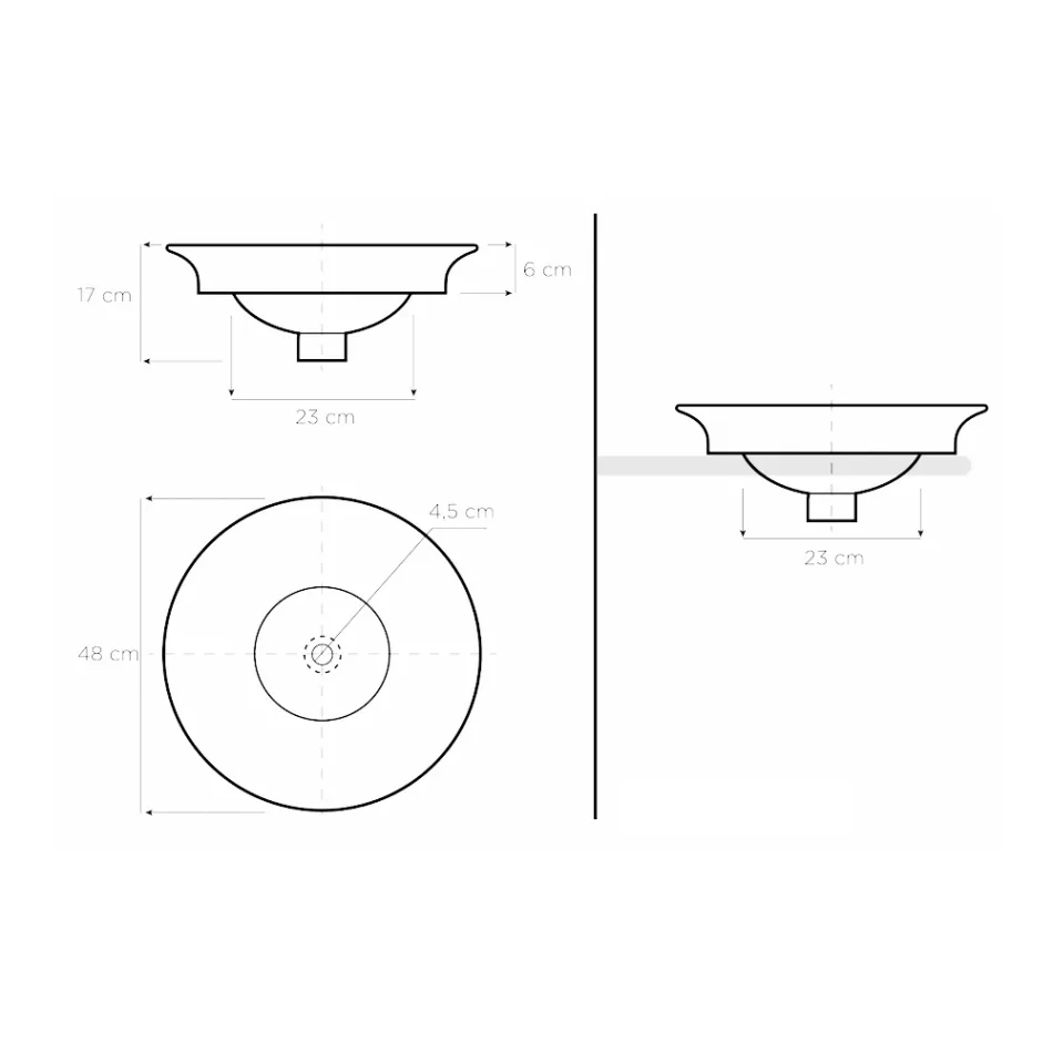 Lavaman gjysmë i zhytur me dekorime blu kobalti dhe ari ose ari Prodhuar në Itali - Capatosta Viadurini