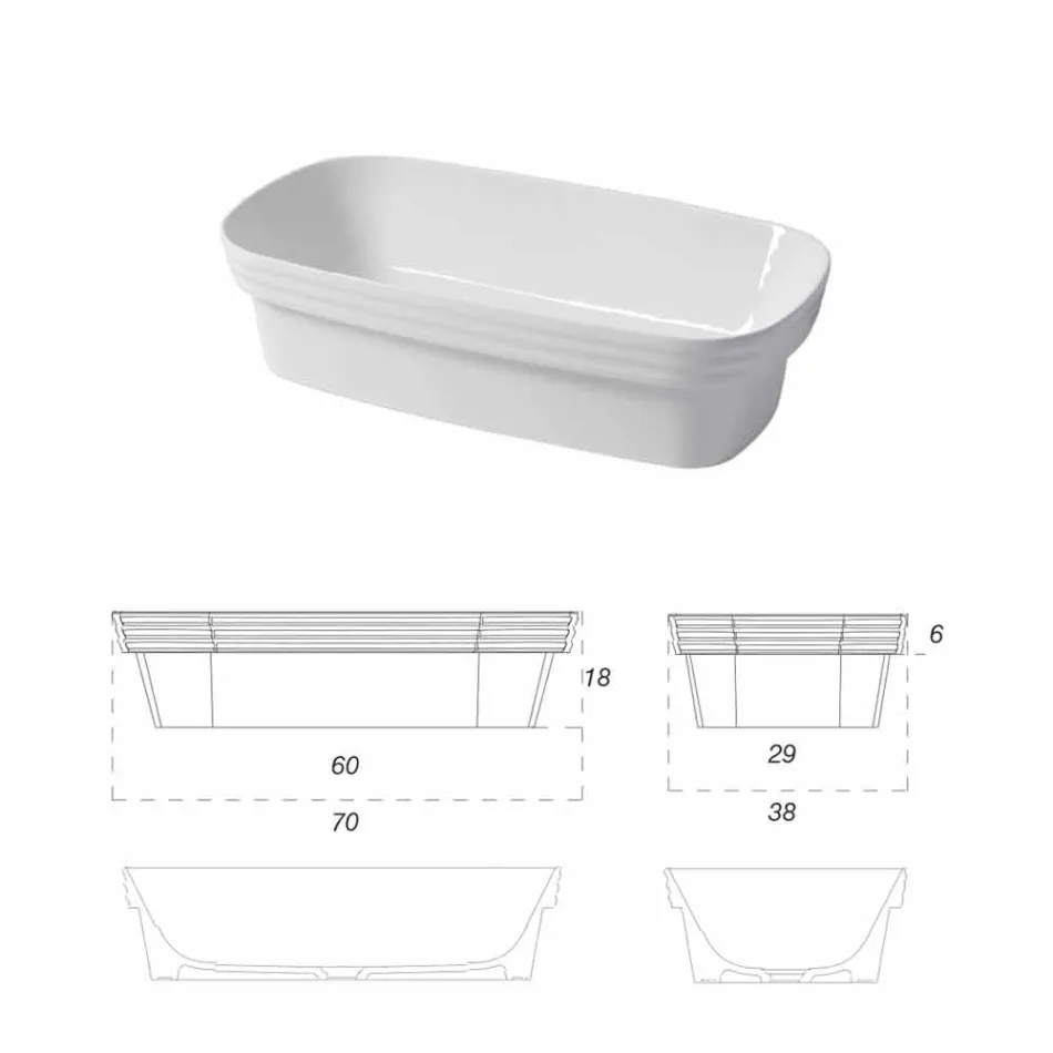 Washbasin gjysëm të prerë në Qeramikë të Bardhë ose me Ngjyra nga Trabia Design Viadurini
