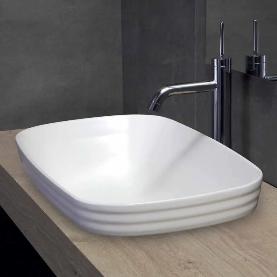 Washbasin gjysëm të prerë në Qeramikë të Bardhë ose me Ngjyra nga Trabia Design Viadurini