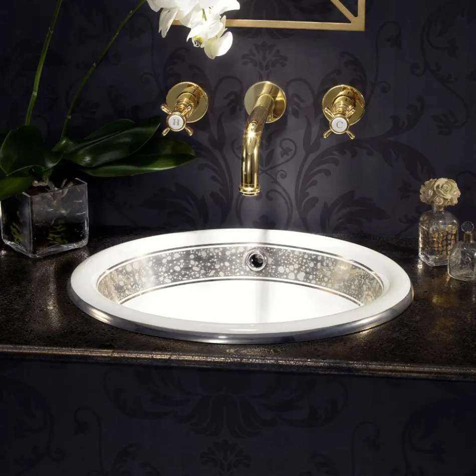 Lavaman gjysëm i futur në Fire Clay me shirit në përfundime të ndryshme - Botticino Viadurini