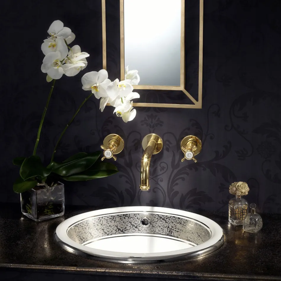 Lavaman gjysëm i futur në Fire Clay me shirit në përfundime të ndryshme - Botticino Viadurini