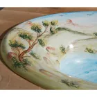 Lavaman gjysmë i futur në balte zjarri me peizazh nga Deruta Made in Italy - Principe Viadurini