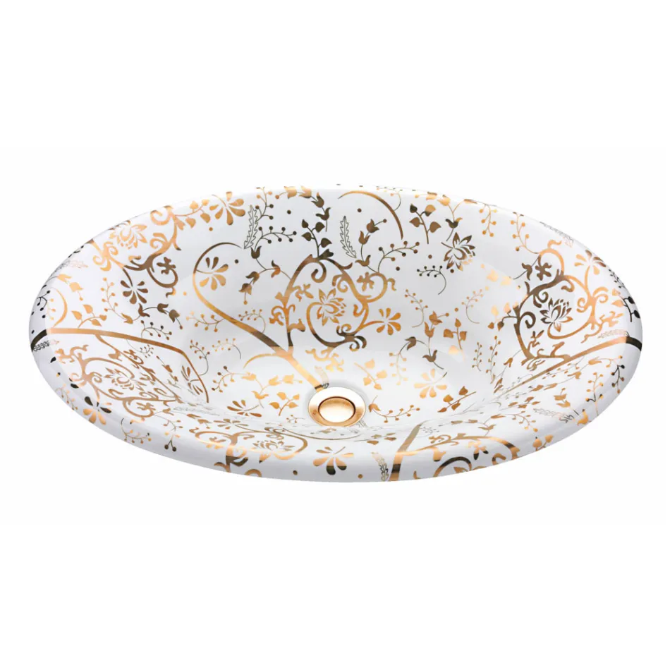 Lavaman gjysmë i zhytur në balte zjarri me spirale të artë Prodhuar në Itali - Principe Viadurini