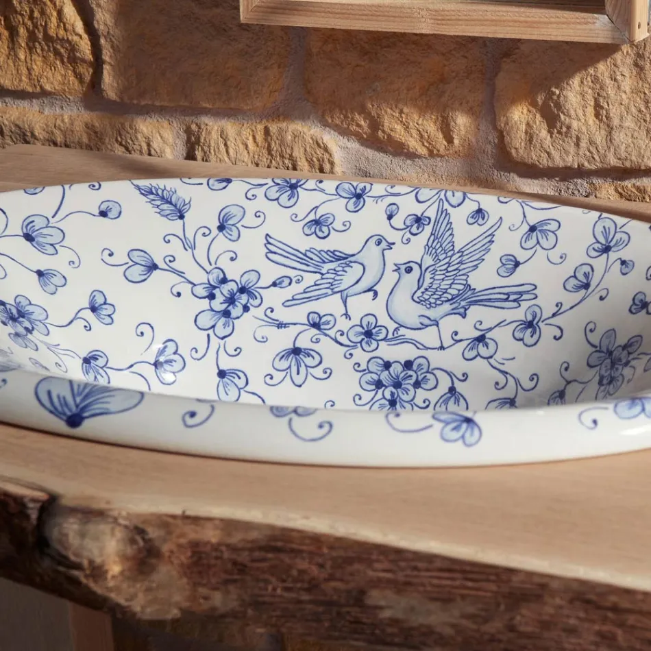 Lavaman gjysmë i zhytur në argjilë zjarri të lyer me dorë Prodhuar në Itali - Principe Viadurini