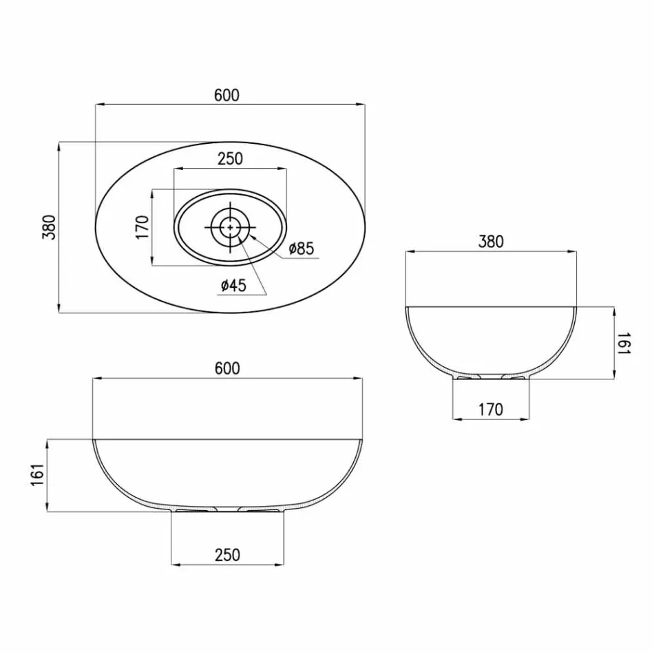 Countertop sferike qeramike Washbasin c60 cm adeshtë bërë në Itali Leivi Viadurini