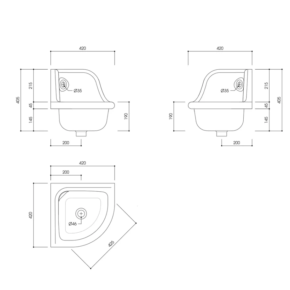 Lavaman me kënd me mur në qeramikë të bardhë dhe me ngjyra 42 cm - Angelino Viadurini