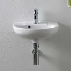 Lavaman qeramik i bardhë i varur në mur me një dizajn elegant modern - Silica Viadurini