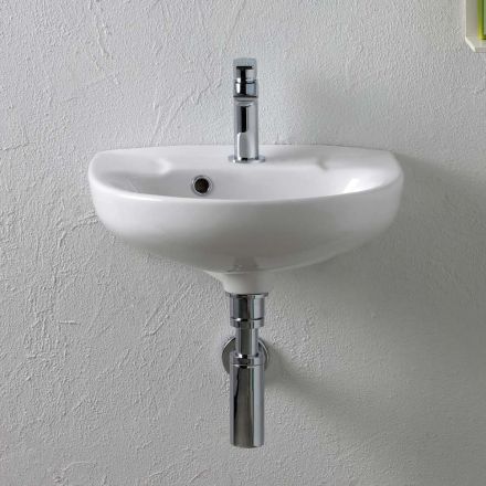 Lavaman qeramik i bardhë i varur në mur me një dizajn elegant modern - Silica Viadurini
