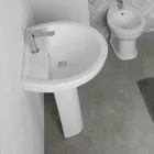 Lavaman Qeramik me Piedestal të Bardhë me një Dizajn Elegant Modern - Silica Viadurini