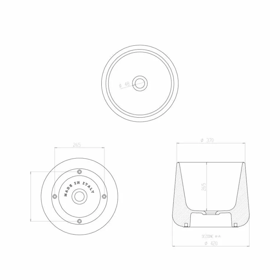 Mbajtësja e rrumbullakët e banjës në Qeramikë të Bardhë ose me Ngjyra Viadurini