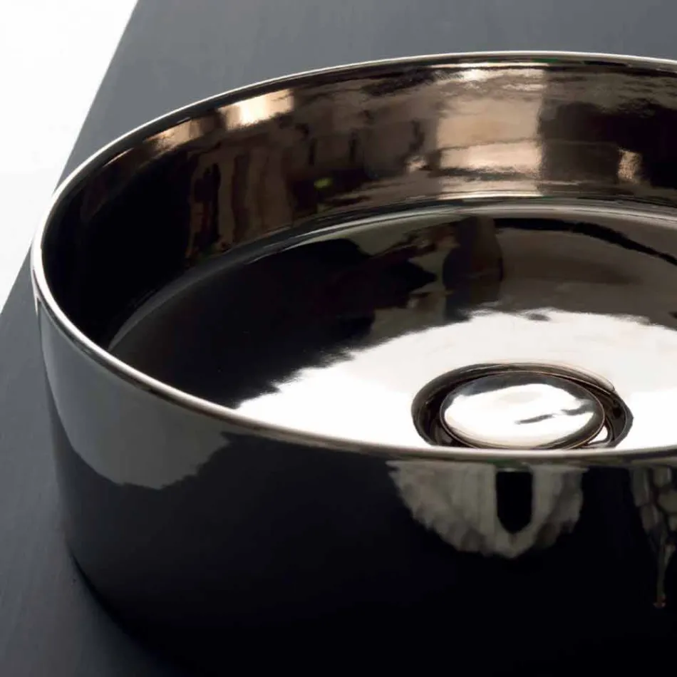 Lavaman i rrumbullakët me countertop në qeramikë me ngjyra Icon Alice Ceramica Viadurini