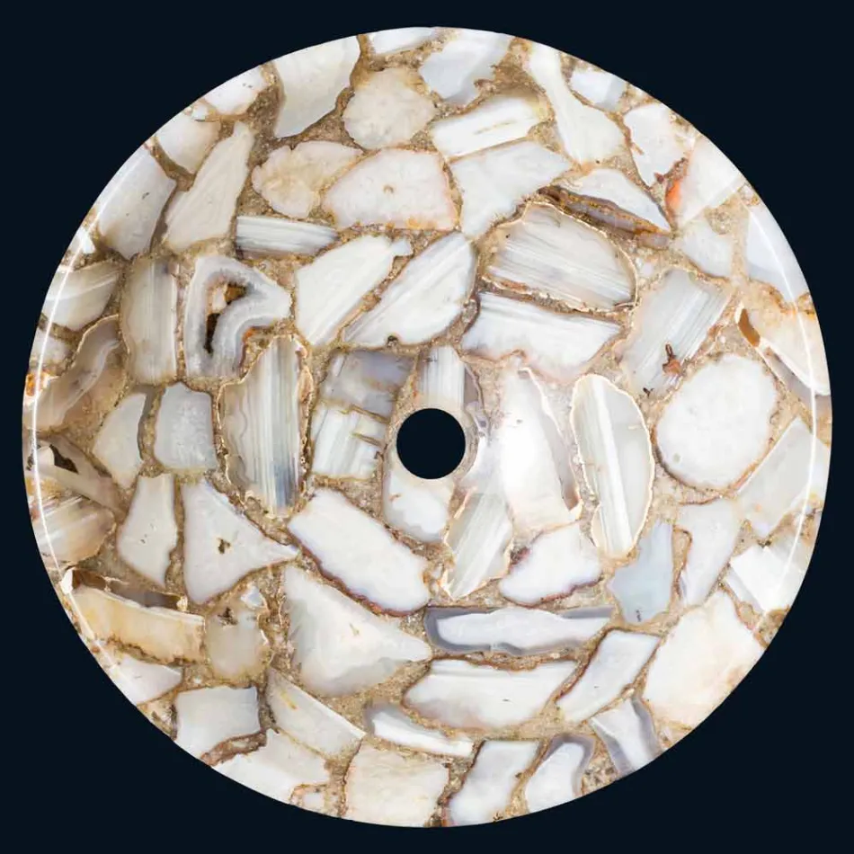 Mila agat e rrumbullakët me banjë countertop, copë unike Viadurini