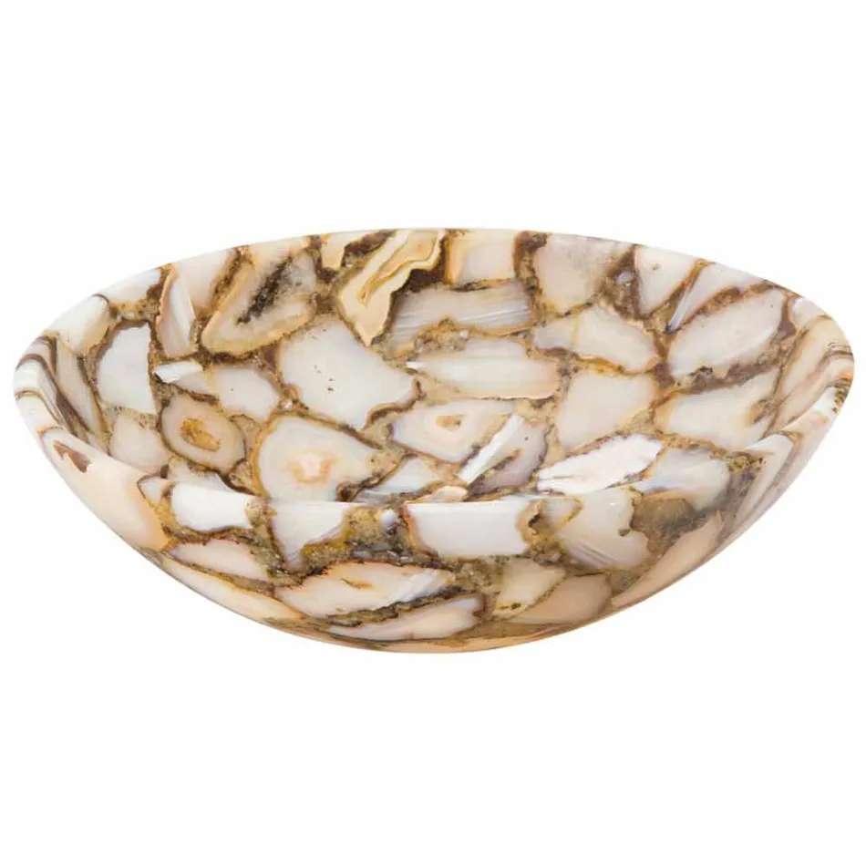 Mila agat e rrumbullakët me banjë countertop, copë unike Viadurini