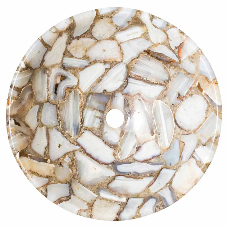 Mila agat e rrumbullakët me banjë countertop, copë unike Viadurini