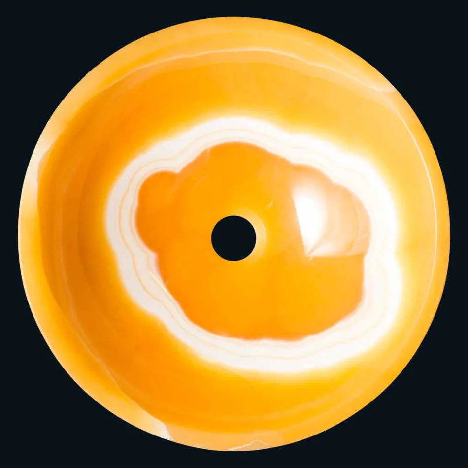 Lavaman countertop në gurin portokalli Aris Viadurini