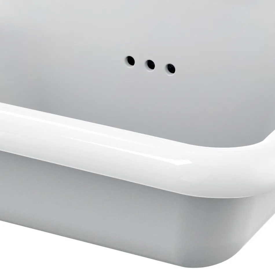 Lavaman i dyfishtë i montuar në mur në mur lavaman në qeramikë gri - Jack Viadurini