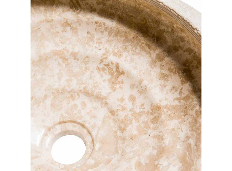 Lavamani rrethor i bërë me dorë në mermer të bardhë, Bucciano Viadurini