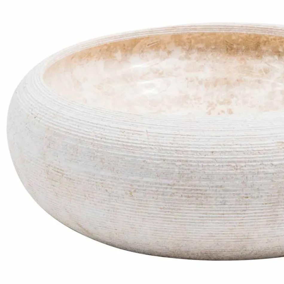 Lavamani rrethor i bërë me dorë në mermer të bardhë, Bucciano Viadurini