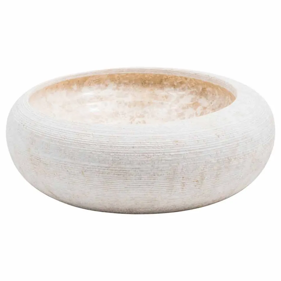 Lavamani rrethor i bërë me dorë në mermer të bardhë, Bucciano Viadurini