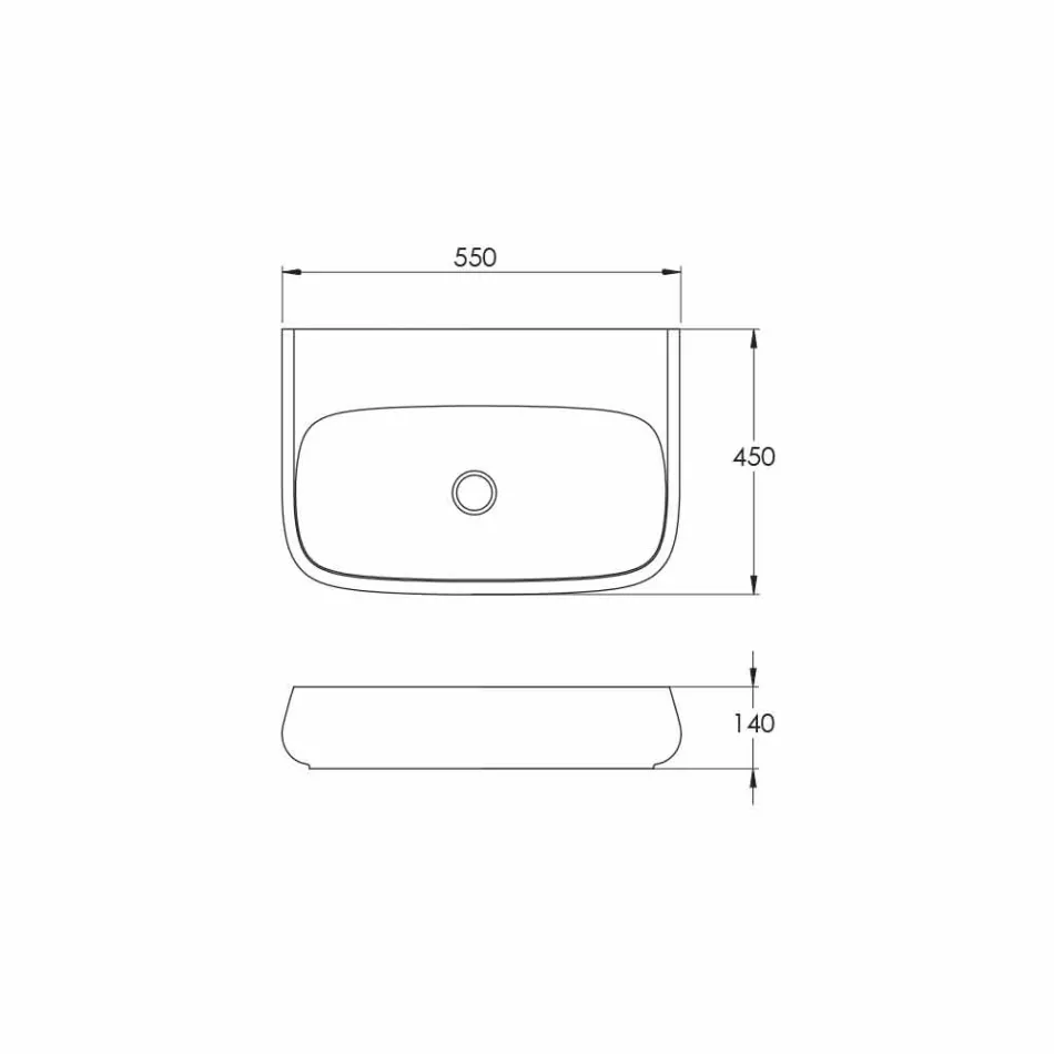 Lavaman qeramike me vendosje falas ose mur i ngritur L 55cm i bërë në Itali, Gais Viadurini