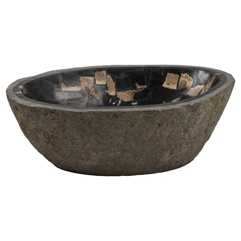 Lavaman countertop i punuar me dorë në gur lumi, Palizzi Viadurini