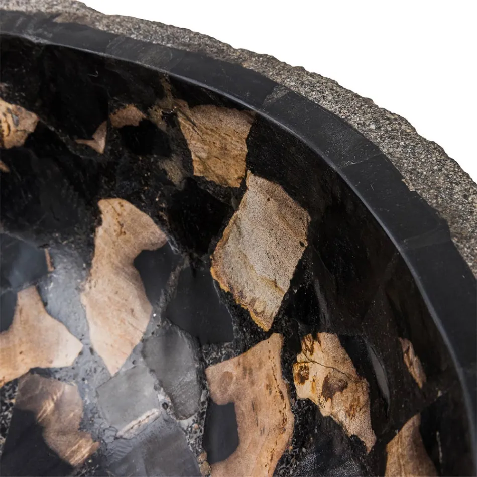 Lavaman countertop i punuar me dorë në gur lumi, Palizzi Viadurini