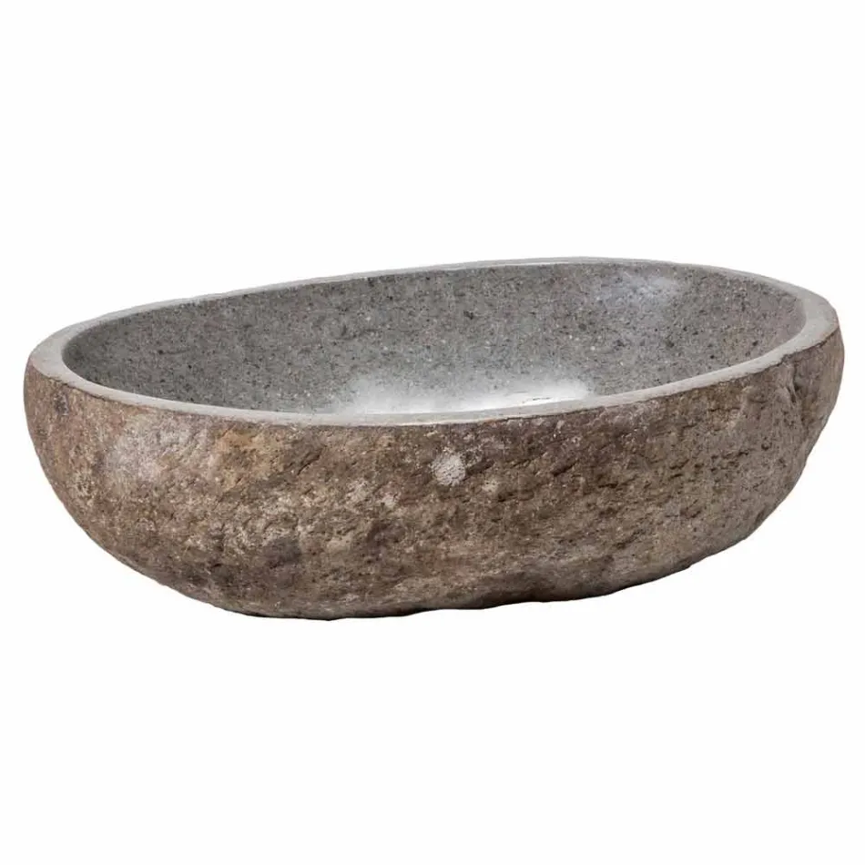 Lavaman moderne countertop në gur të lumit të bërë me dorë, Buriasco Viadurini