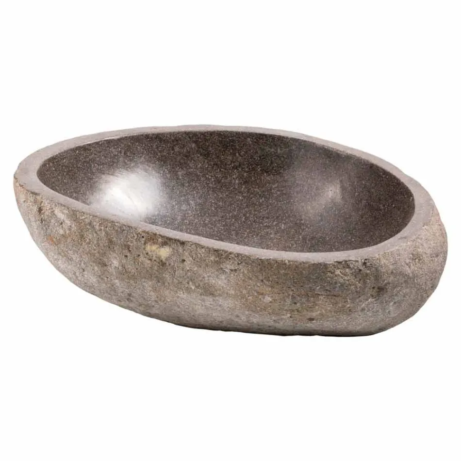 Lavaman moderne countertop në gur të lumit të bërë me dorë, Buriasco Viadurini