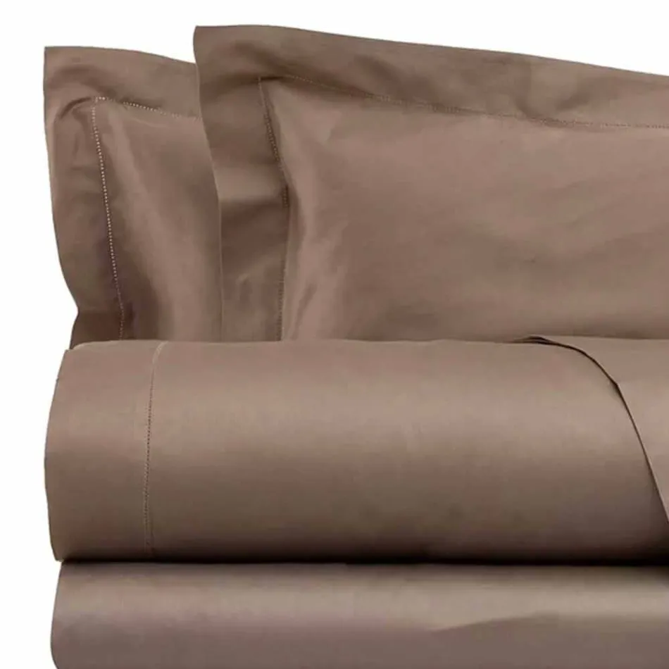 Fletët prej pambuku prej pambuku të vendosura për ngjyrën e ngurtë të krevateve dyshe - Freesia Viadurini