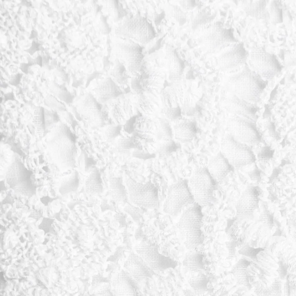 Çarçaf Liri i Bardhë i cilësisë së lartë me dantella për krevat dopio - Fiumana Viadurini