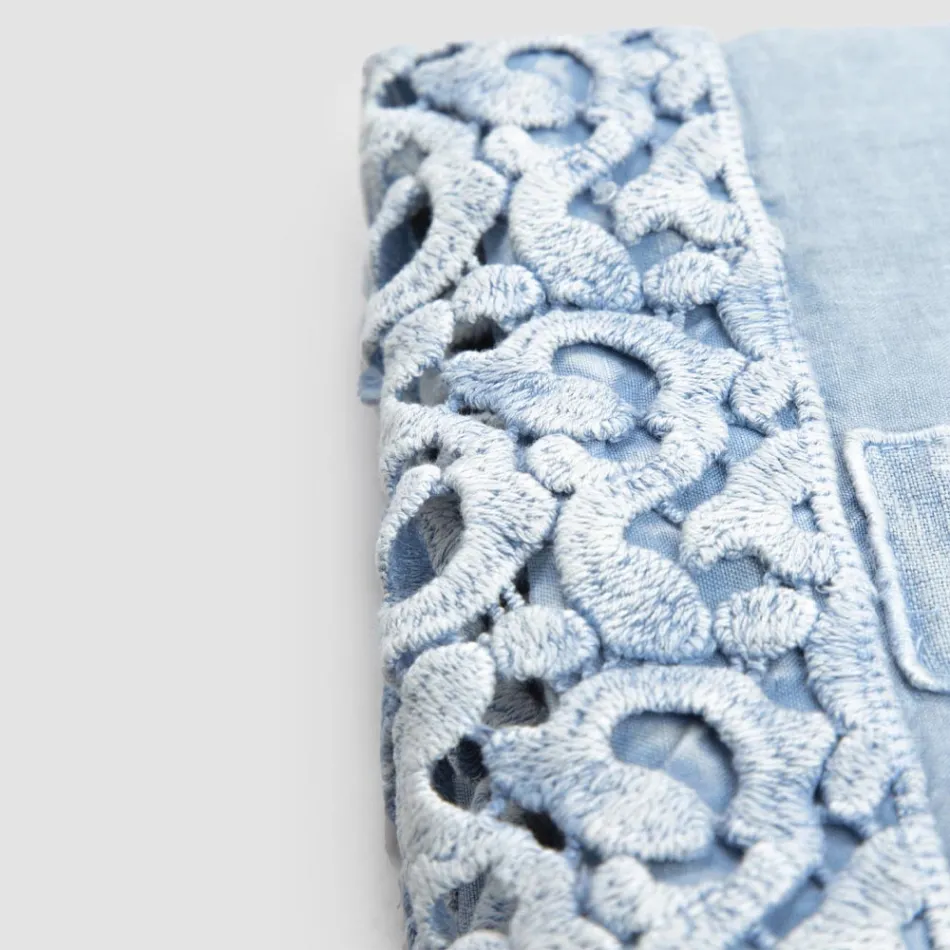 Çarçaf dopio me Lino me Lace Poema, 3 Finitura - Dulcis Viadurini