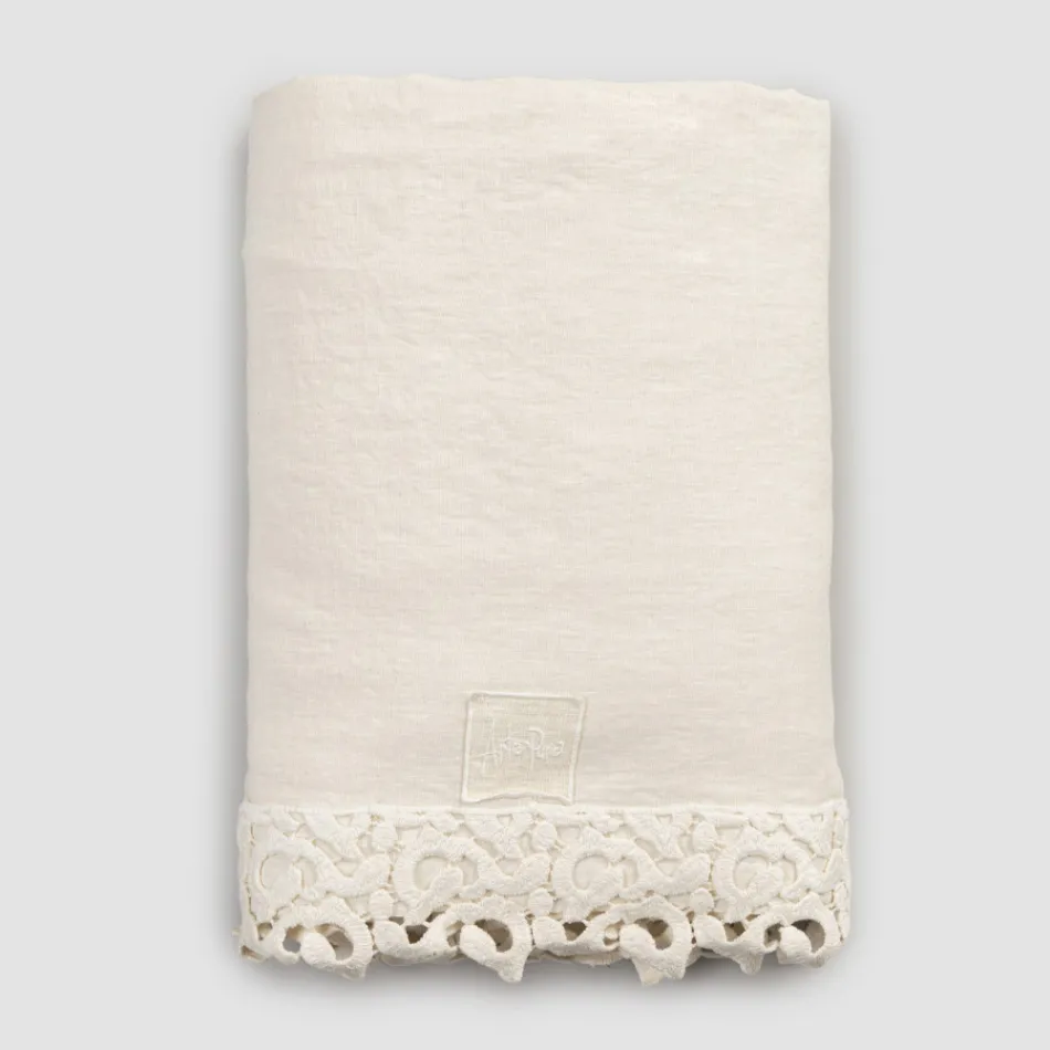 Çarçaf dopio me Lino me Lace Poema, 3 Finitura - Dulcis Viadurini