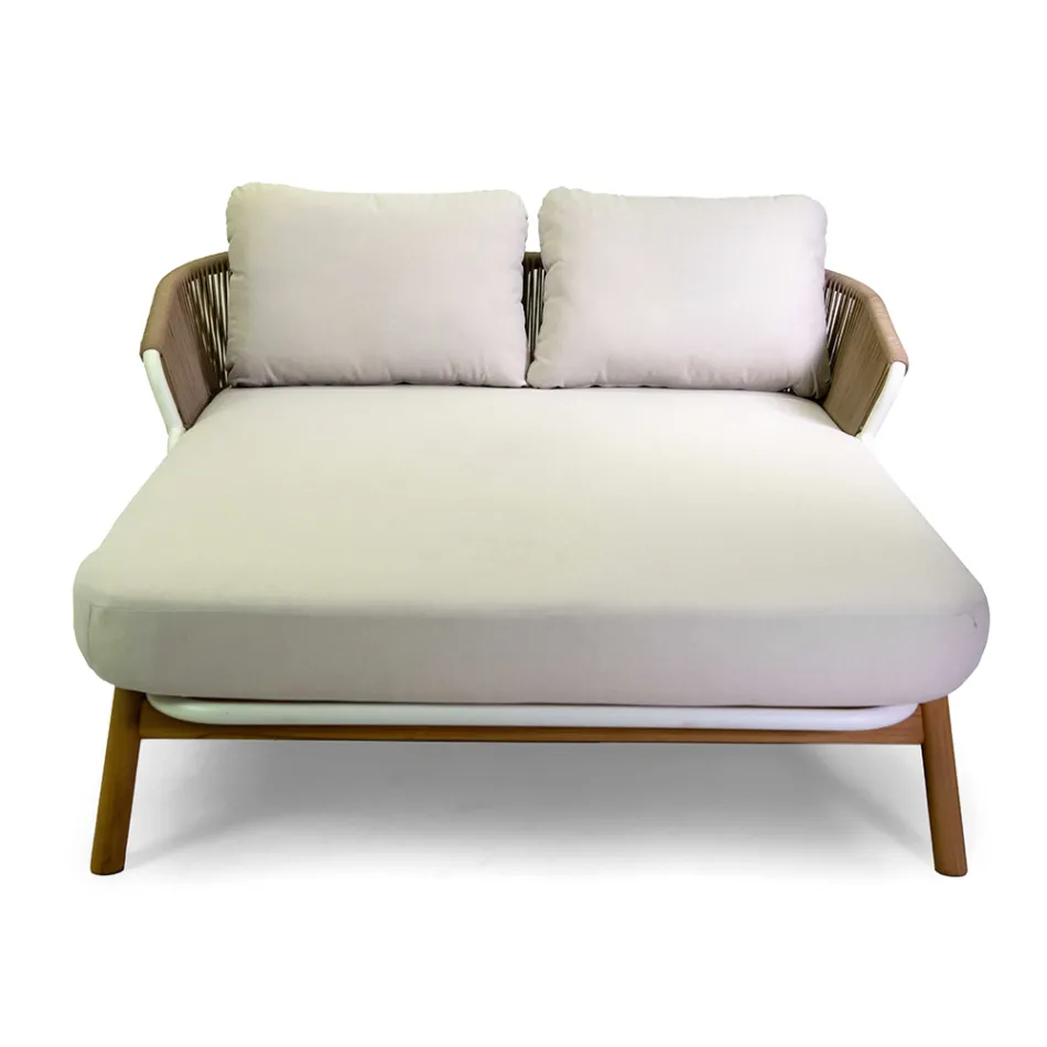 Shezllon në natyrë me kornizë tik, litarë dhe jastëkë - tendë Viadurini