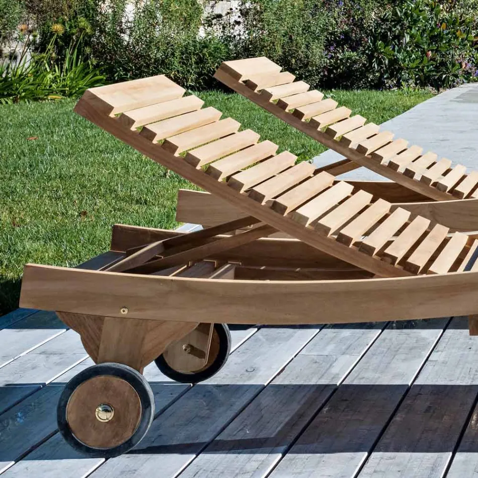 Shezlong në natyrë në dru tik natyral - Yggdrasil Viadurini