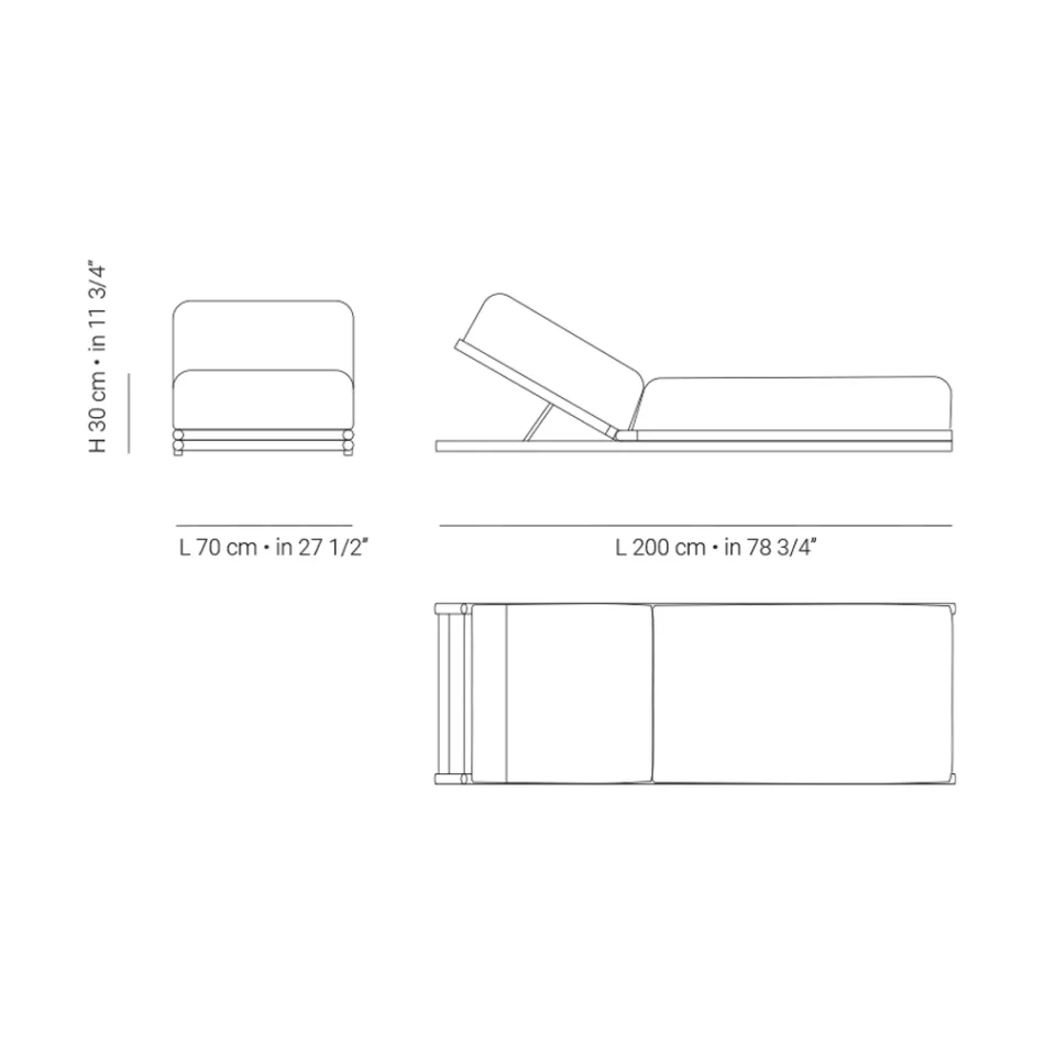 Shezlong për natyrë në strukturë pëlhure dhe druri Prodhuar në Itali - Armelia Viadurini