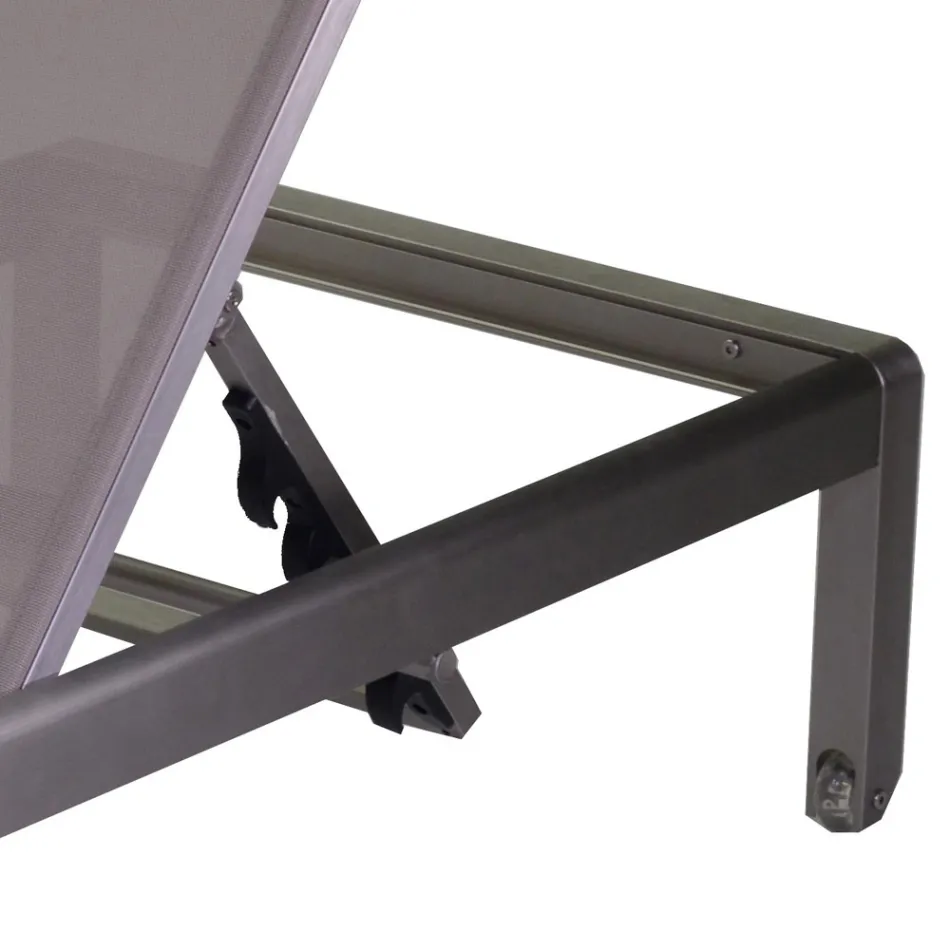 Shezlong për Jashtë E bërë nga Alumini i Anodizuar dhe Tekstili - Bllok Viadurini