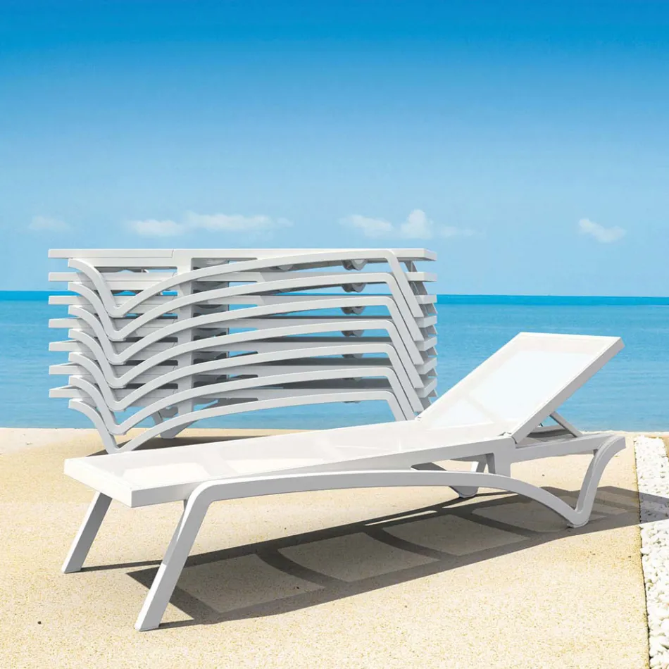 Shezlong për kopsht me polipropilen dhe tekstile me ngjyra - Artelia Viadurini