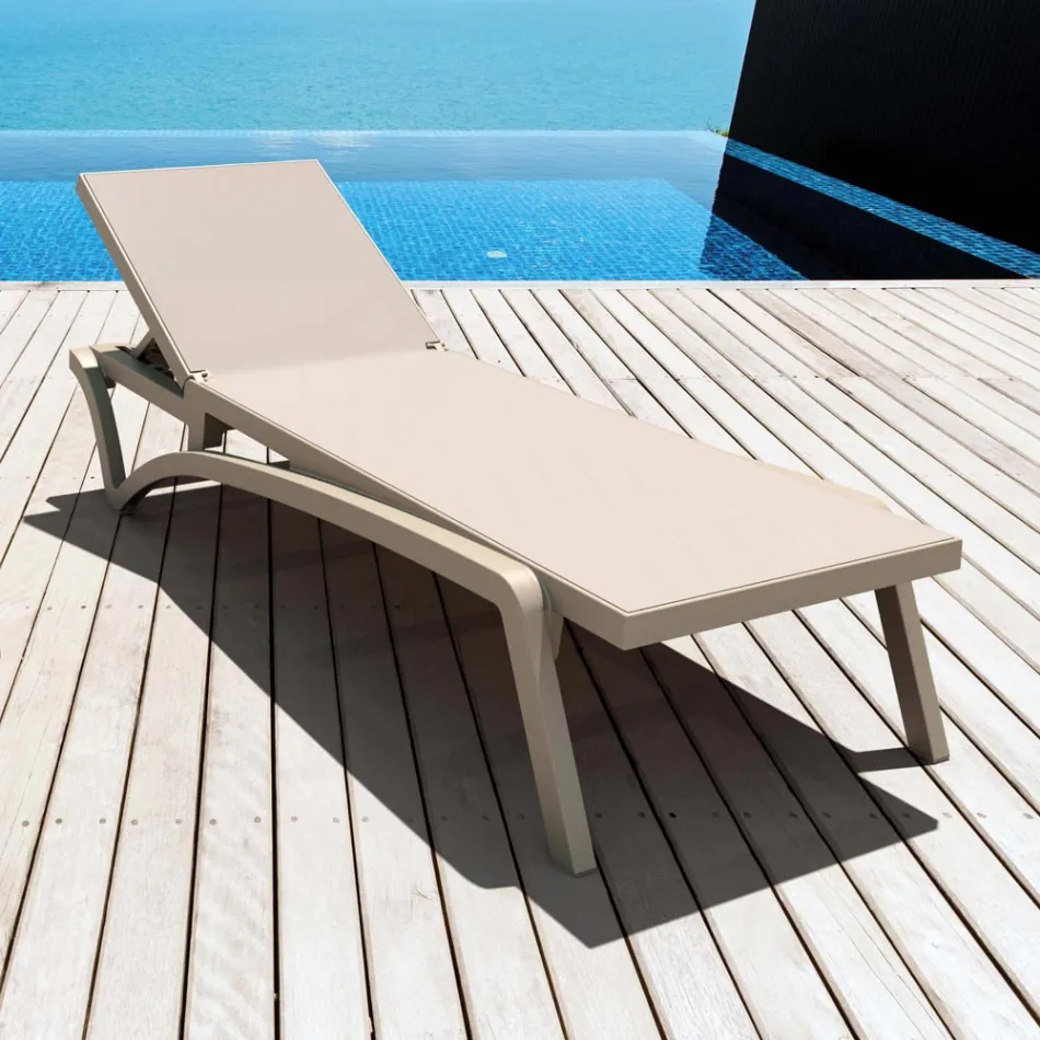 Shezlong për kopsht me polipropilen dhe tekstile me ngjyra - Artelia Viadurini