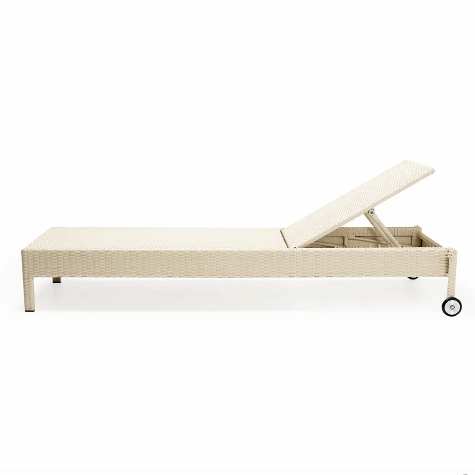 Rattan Garden Lounger me rrota - bëj banja dielli Viadurini